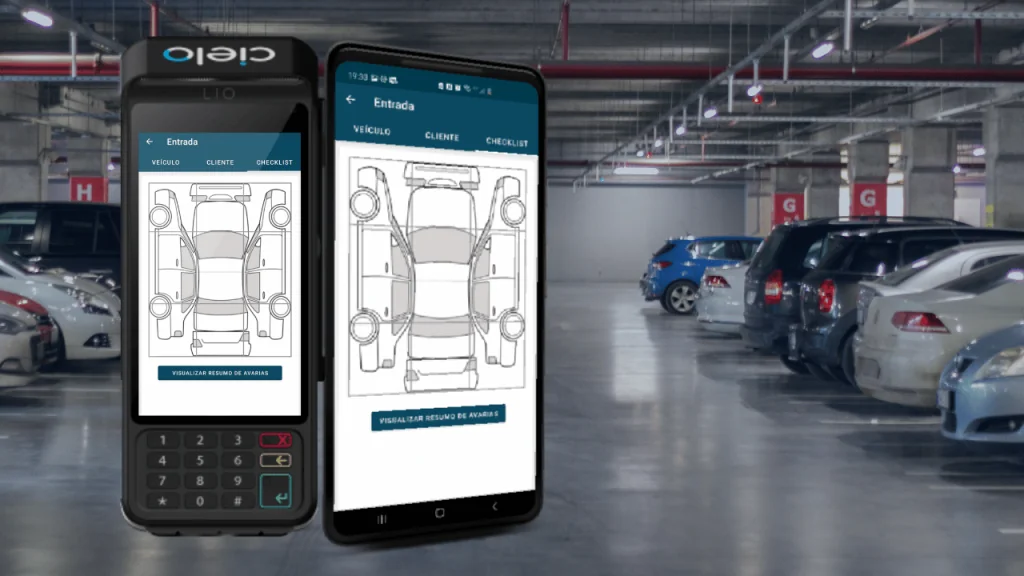 sistema de gestão na máquina para estacionamento Cielo Lio