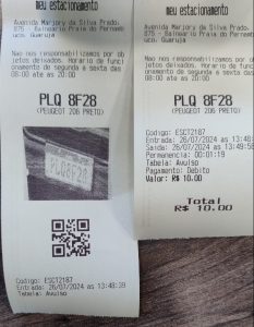 Ticket de estacionamento