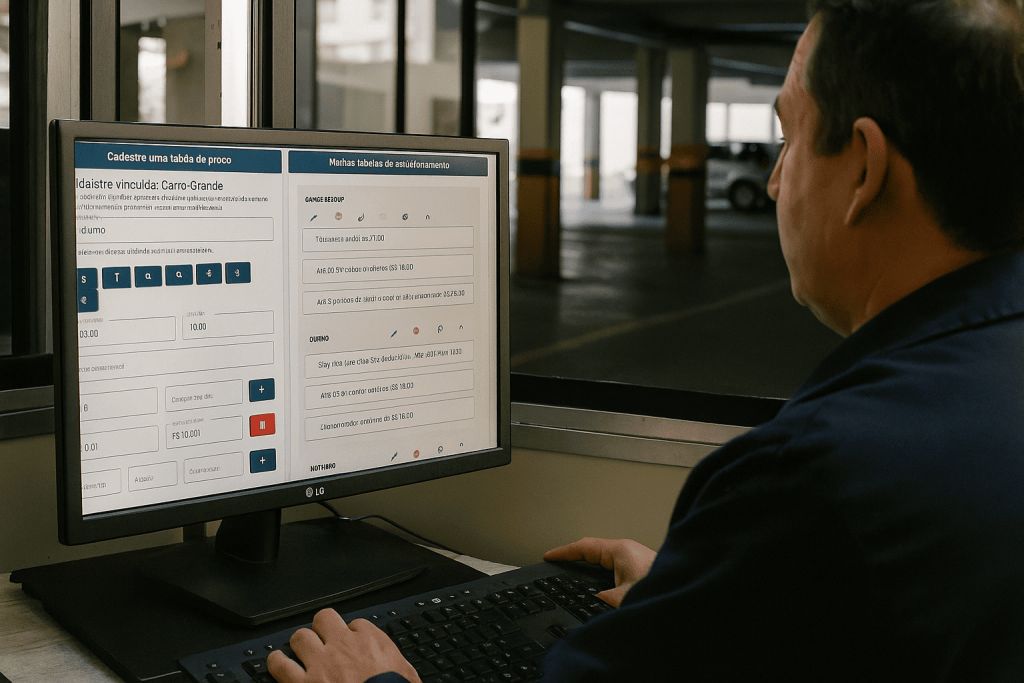 tabela de estacionamento do sistema Jump Park